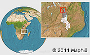 Satellite Location Map of Chitipa, highlighted country, highlighted parent region, within the entire country