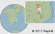 Savanna Style Location Map of Chitipa, highlighted parent region, within the entire country, hill shading