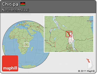 Savanna Style Location Map of Chitipa, highlighted parent region
