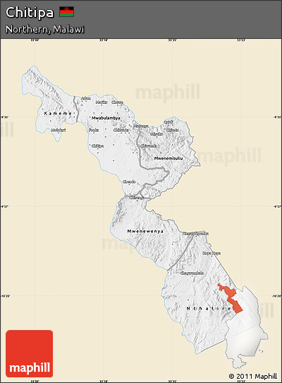 Classic Style Map of Chitipa, single color outside