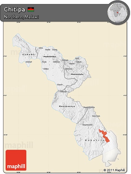 Classic Style Map of Chitipa, single color outside