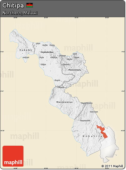 Classic Style Map of Chitipa, single color outside