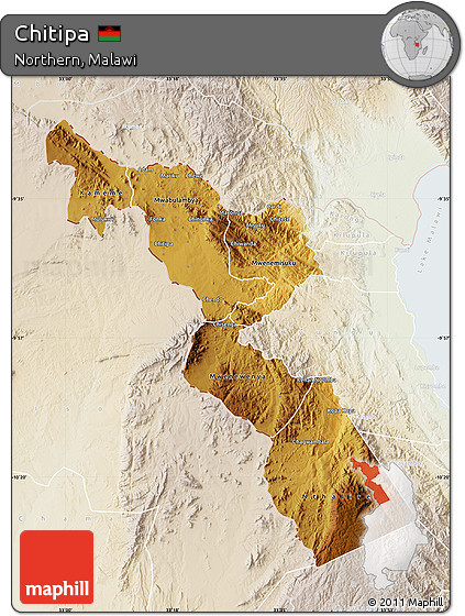 Physical Map of Chitipa, lighten