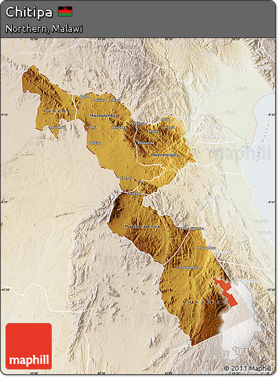 Physical Map of Chitipa, lighten