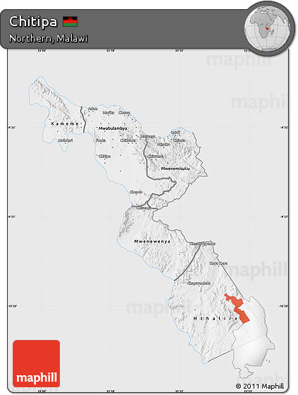 Silver Style Map of Chitipa, single color outside