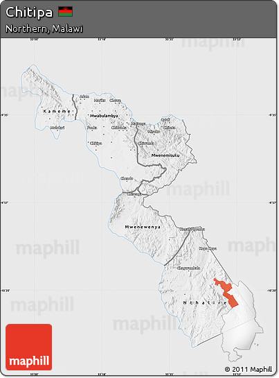 Silver Style Map of Chitipa, single color outside