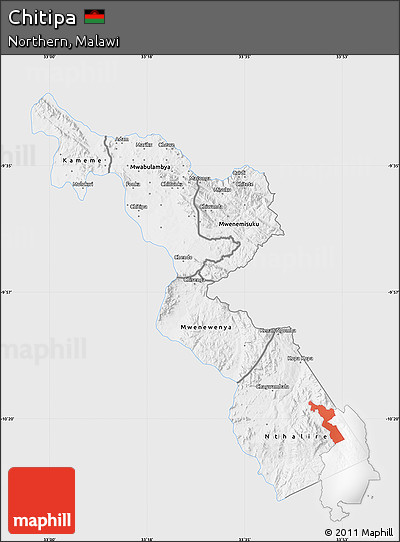 Silver Style Map of Chitipa, single color outside