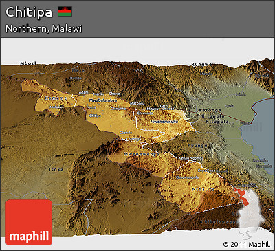 Physical Panoramic Map of Chitipa, darken