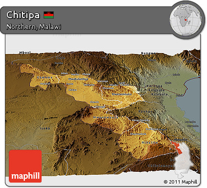 Physical Panoramic Map of Chitipa, darken
