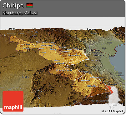Physical Panoramic Map of Chitipa, darken
