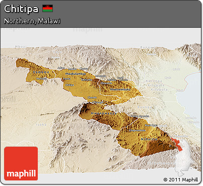 Physical Panoramic Map of Chitipa, lighten