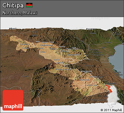 Satellite Panoramic Map of Chitipa, darken