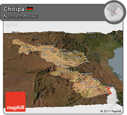 Satellite Panoramic Map of Chitipa, darken