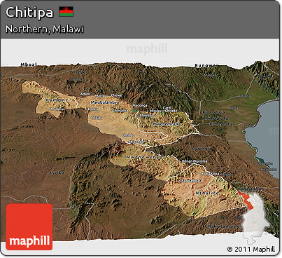 Satellite Panoramic Map of Chitipa, darken