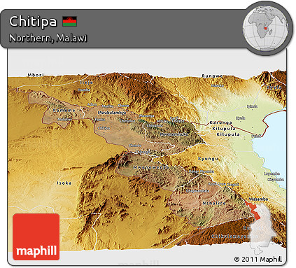 Satellite Panoramic Map of Chitipa, physical outside