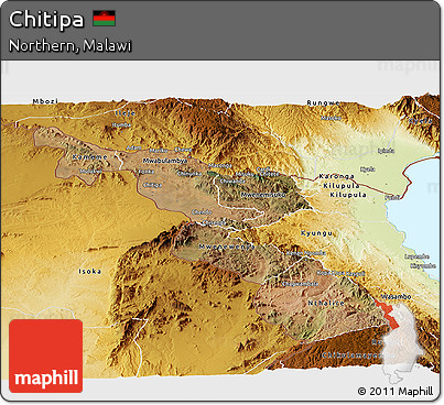 Satellite Panoramic Map of Chitipa, physical outside