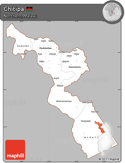 Gray Simple Map of Chitipa, cropped outside