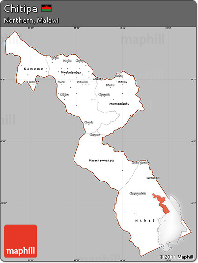 Gray Simple Map of Chitipa, cropped outside