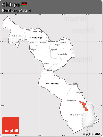 Silver Style Simple Map of Chitipa, cropped outside