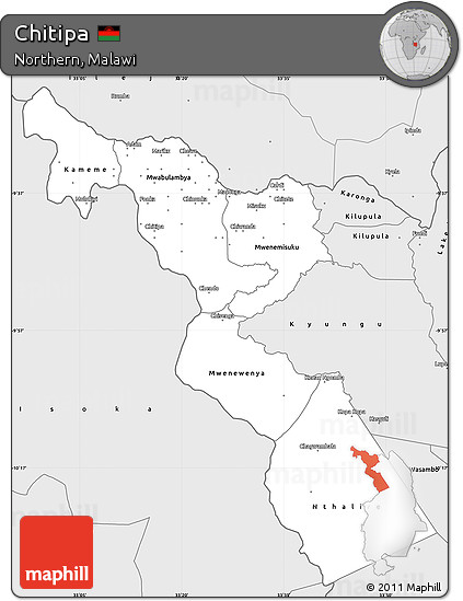 Silver Style Simple Map of Chitipa
