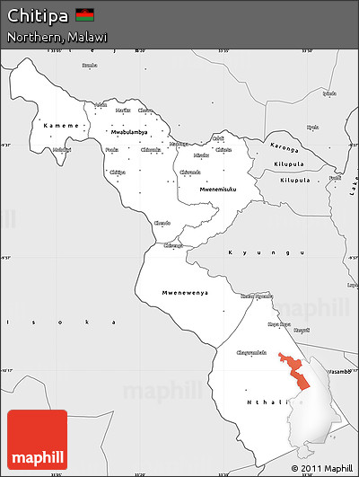 Silver Style Simple Map of Chitipa