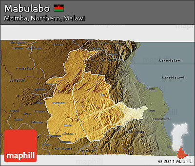 Physical 3D Map of Mabulabo, darken