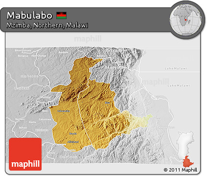 Physical 3D Map of Mabulabo, lighten, desaturated