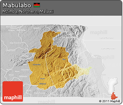 Physical 3D Map of Mabulabo, lighten, desaturated