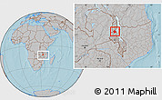 Gray Location Map of Mabulabo, within the entire country, hill shading