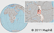 Gray Location Map of Mabulabo, highlighted country, highlighted parent region, hill shading