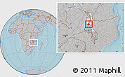 Gray Location Map of Mabulabo, highlighted parent region, within the entire country, hill shading
