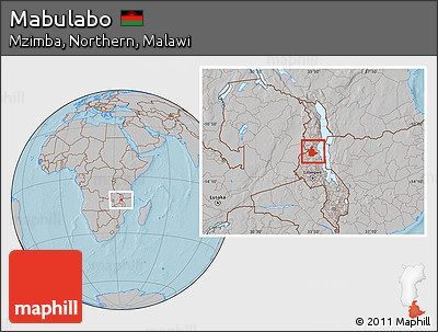 Gray Location Map of Mabulabo, hill shading