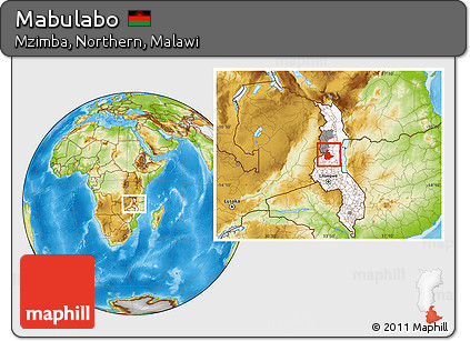 Physical Location Map of Mabulabo, highlighted country, highlighted parent region