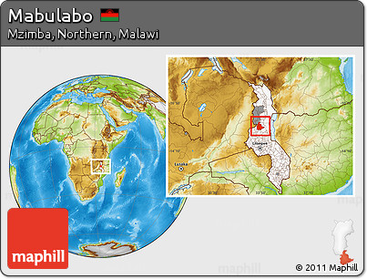 Physical Location Map of Mabulabo, highlighted country, highlighted parent region