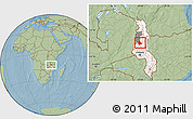 Savanna Style Location Map of Mabulabo, highlighted country, highlighted parent region, hill shading