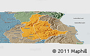 Political Panoramic Map of Mabulabo, semi-desaturated