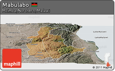 Satellite Panoramic Map of Mabulabo, semi-desaturated