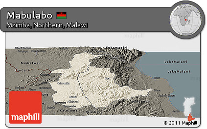 Shaded Relief Panoramic Map of Mabulabo, darken