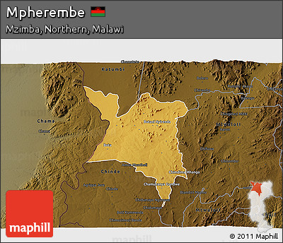 Physical 3D Map of Mpherembe, darken