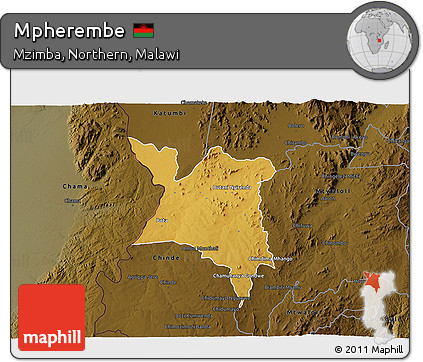 Physical 3D Map of Mpherembe, darken