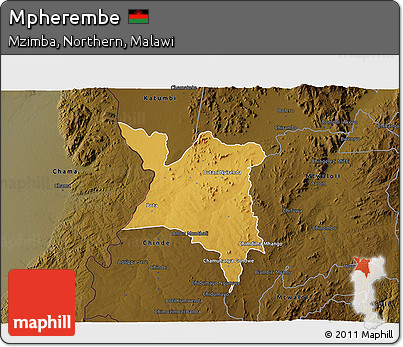 Physical 3D Map of Mpherembe, darken