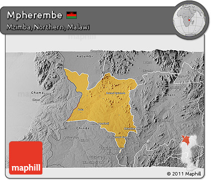Physical 3D Map of Mpherembe, desaturated