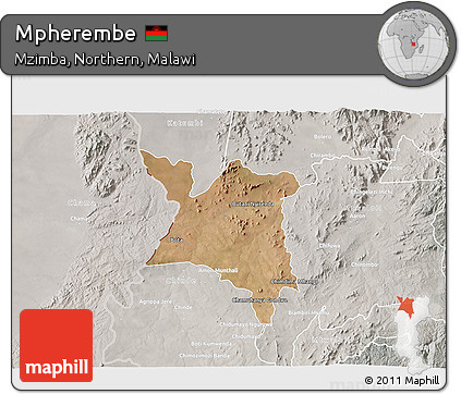 Satellite 3D Map of Mpherembe, lighten, semi-desaturated