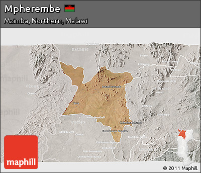 Satellite 3D Map of Mpherembe, lighten, semi-desaturated