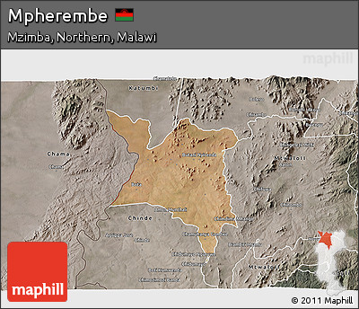 Satellite 3D Map of Mpherembe, semi-desaturated