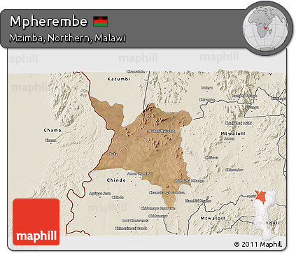 Satellite 3D Map of Mpherembe, shaded relief outside