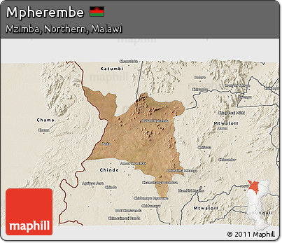 Satellite 3D Map of Mpherembe, shaded relief outside
