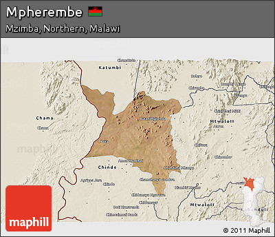 Satellite 3D Map of Mpherembe, shaded relief outside