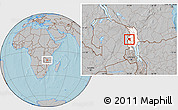 Gray Location Map of Mpherembe, highlighted grandparent region, hill shading