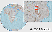 Gray Location Map of Mpherembe, highlighted parent region, within the entire country, hill shading